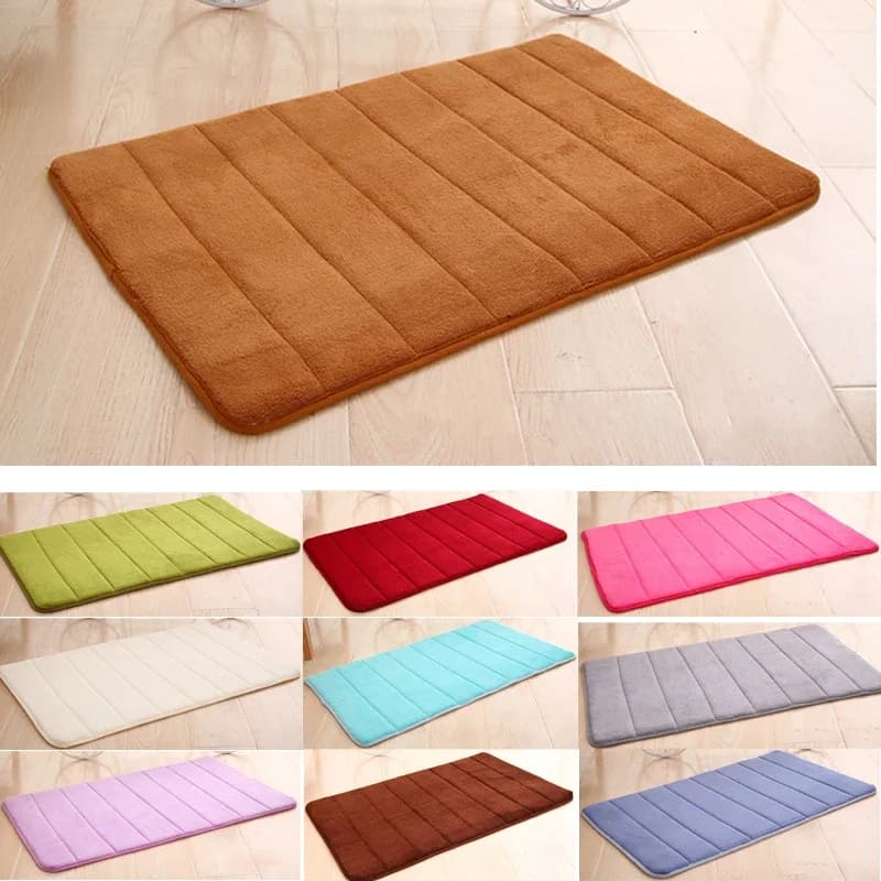 40*60cm Water Absorption Rug Bathroom Mat Indoor Absorbbs Doormat Shaggy Memory Foam Coral Fleece Non Slip Door Mats