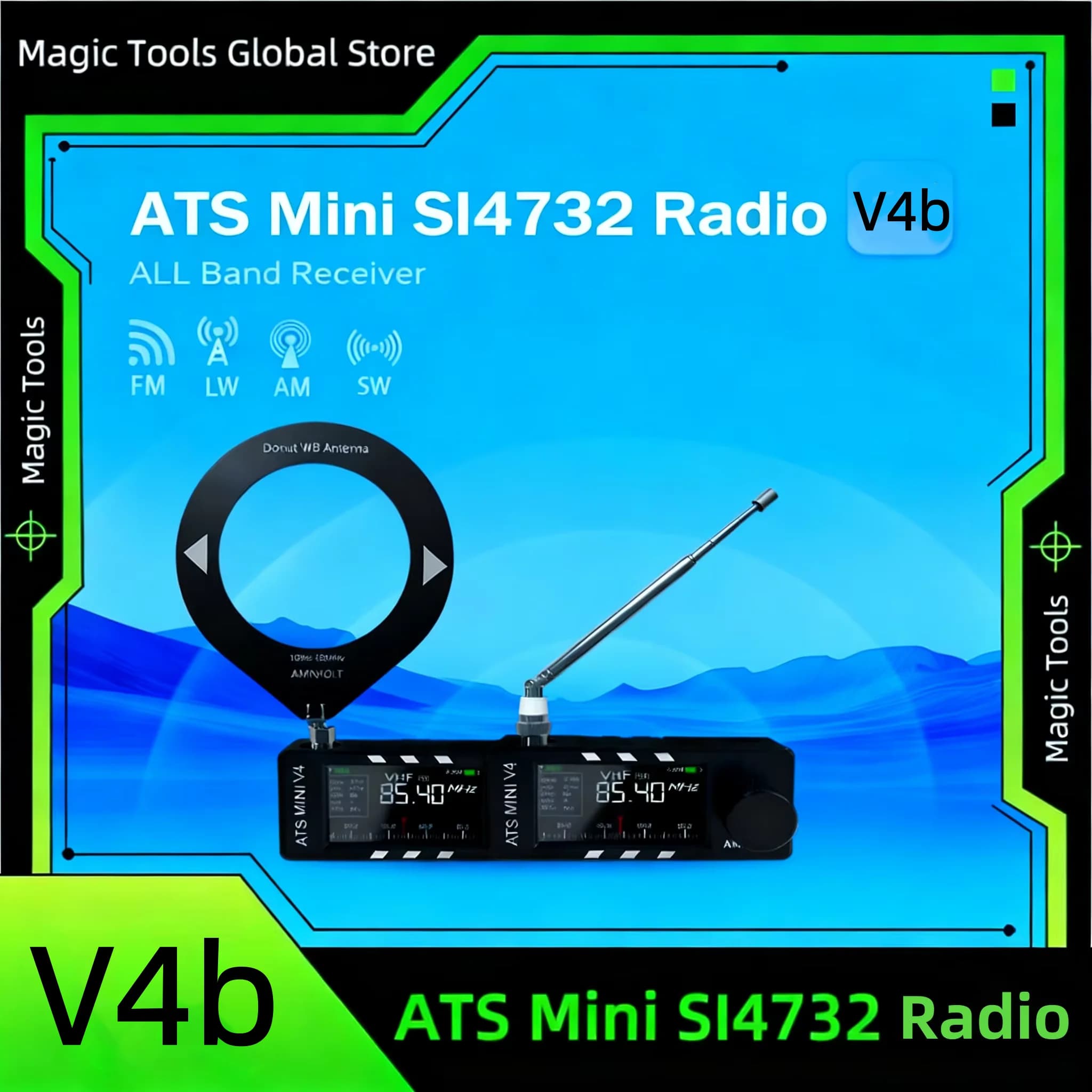 V4B AMNVOLT ATS Mini SI4732 All Band Receiver Supports AM/FM/SSB/LSB/USB  Built-in Hi-Z Headphone Amplifier for HAM