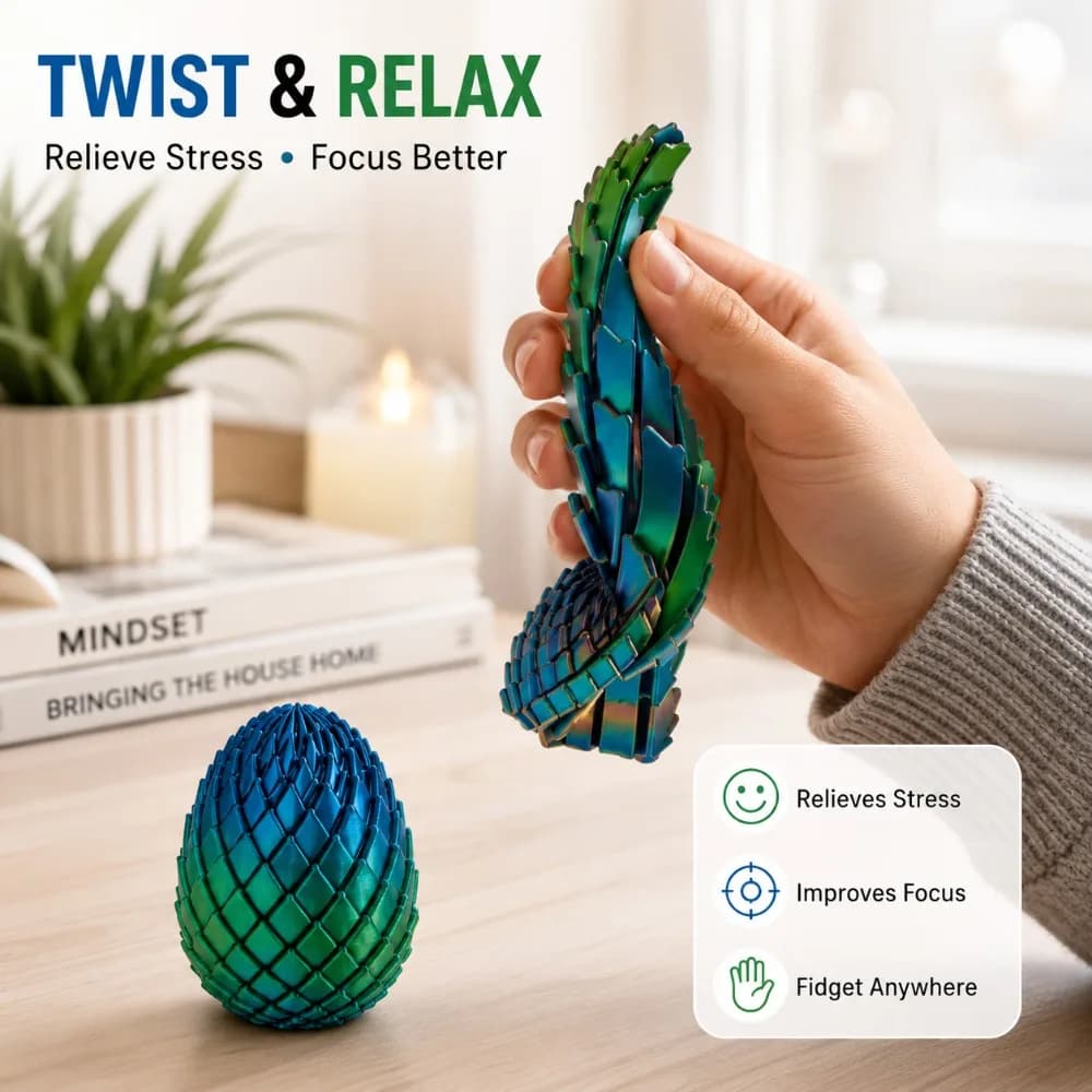 3D Printed Dragon Egg Fidget Toy Twisted Spiral Sensory Stress Relief Ornament Multi Color Desk Decoration Gift for Party Use