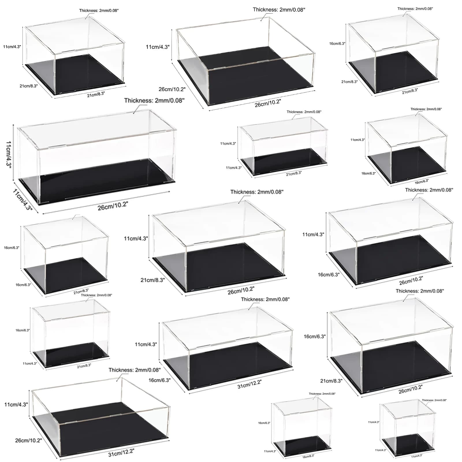 Acrylic Collectibles Display Cabinet Assemble Display Case Storage Box,Action Figures,Lego,Toy,Dustproof Organizer Showcase