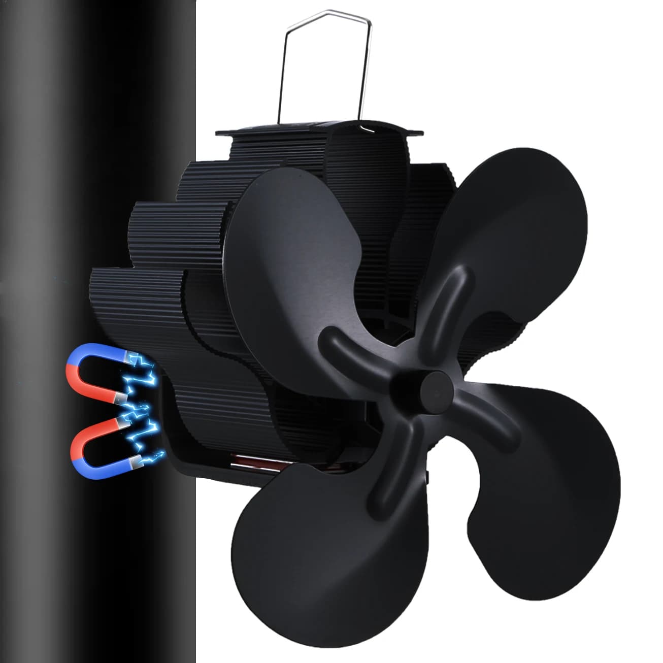 Magnetic Heat Powered Wood Stove Fan for Chimneys and Pipes Efficient Heat Circulation Suitable for Wood/Log Burner/Fireplace