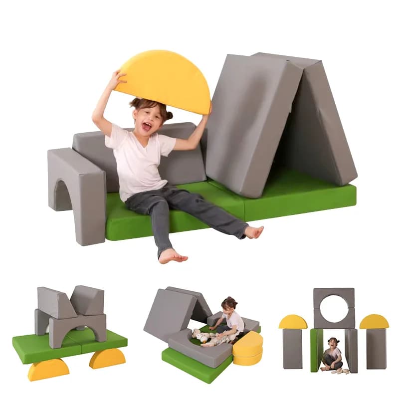 modern modular children's play sofa 8-piece set convertible children's foam sofa set and soft floor mat for boys and girls