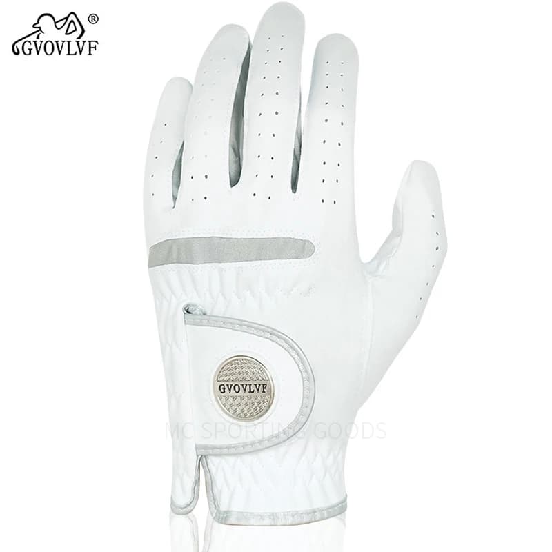 1pc Men's Golf Glove Micro Soft Fabric Breathable Golf Gloves With Magnetic  Marker Replaceable White Glove