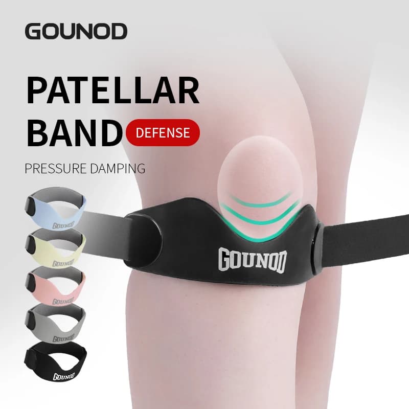 Professional silicone patellar braces with shock absorption, compression, breathability, and adjustable knee guards for running,