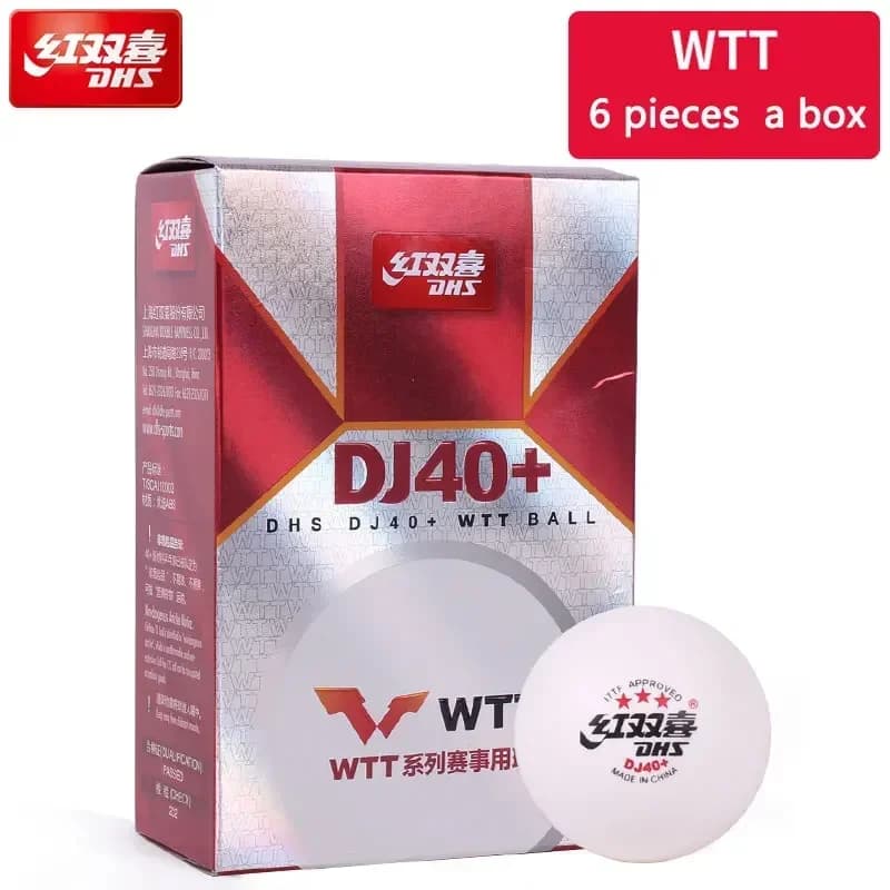 DHS-Table Tennis Ball, 3 Star, D40 +, 3-Star, New Material ABS Seamed Poly Plastic, Original WTT Ping Pong Balls