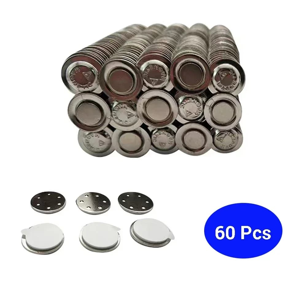 60 Pcs Magnetic Name Badge Holders Round Name Badge Magnets Adhesive Name Tag Holders ID Badge Holders Magnet Tags  D17mm D20mm