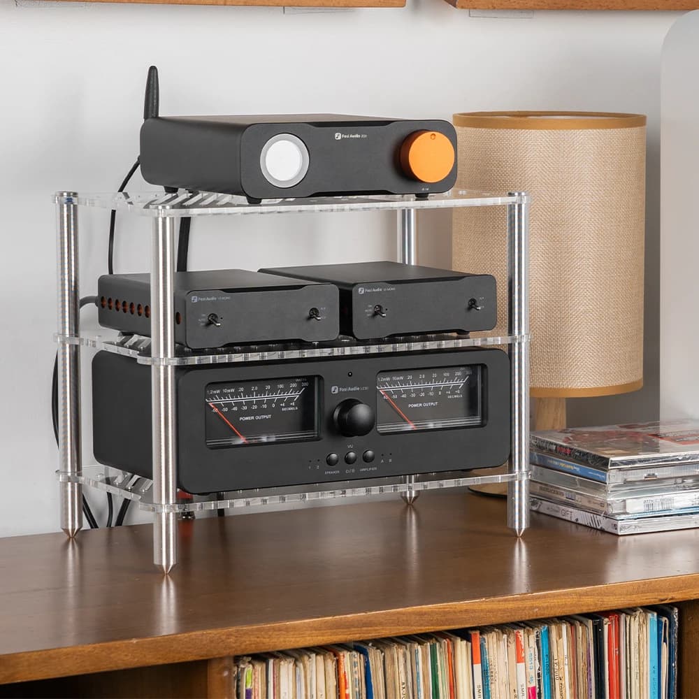 Fosi Audio Amplifier Rack HIFI Headphone Amplifier DAC Rack Desktop Solid Aluminum Column Double-layer Acrylic Audio Equipment