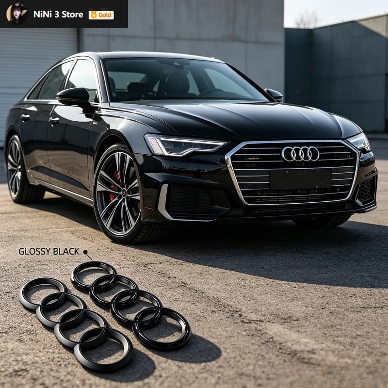 ABS Four Ring For Audi A3 A4 A5 A6 A7 A8 Q3 Q5 Q7 Q8 Car Accessories Car Logo Cover Front Grille Badge Rear Trunk Emblem Decal