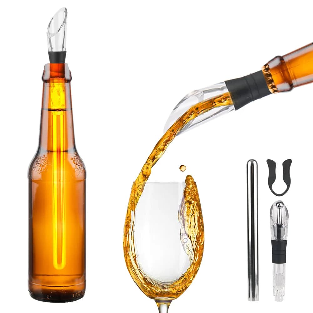 4 in 1 Stainless Steel Frozen Stick Beer Chiller Stick Wine Cooling With Wine Pourer+Stopper+Cutter Ice Wine Cooler