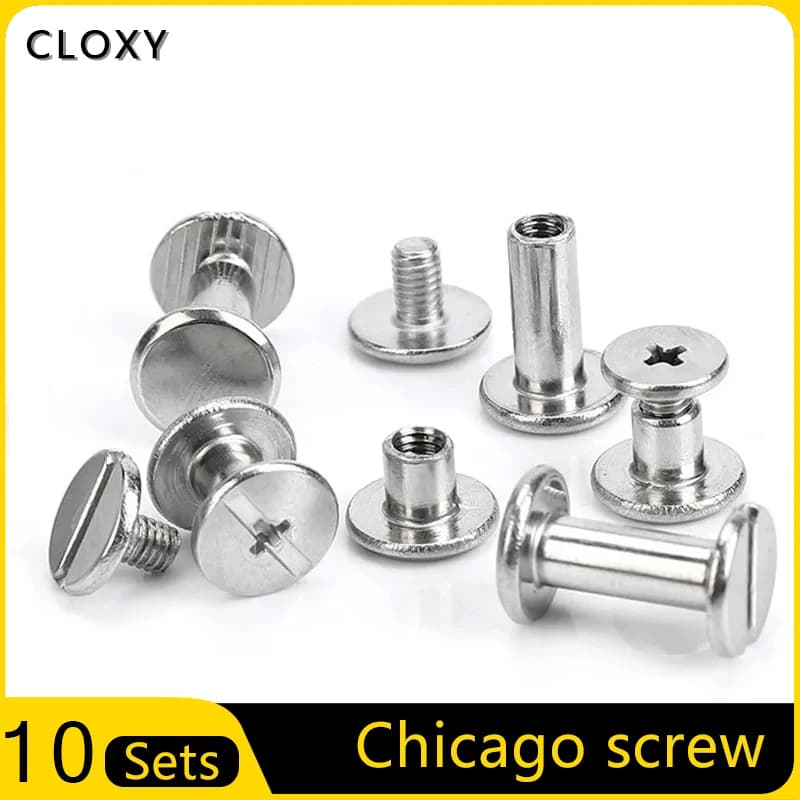 10pcs Stainless Steel Binding Chicago Screws Belt Screw Studs Rivets Slotted for DIY Photo Album Desk Menu Fasteners Accessories