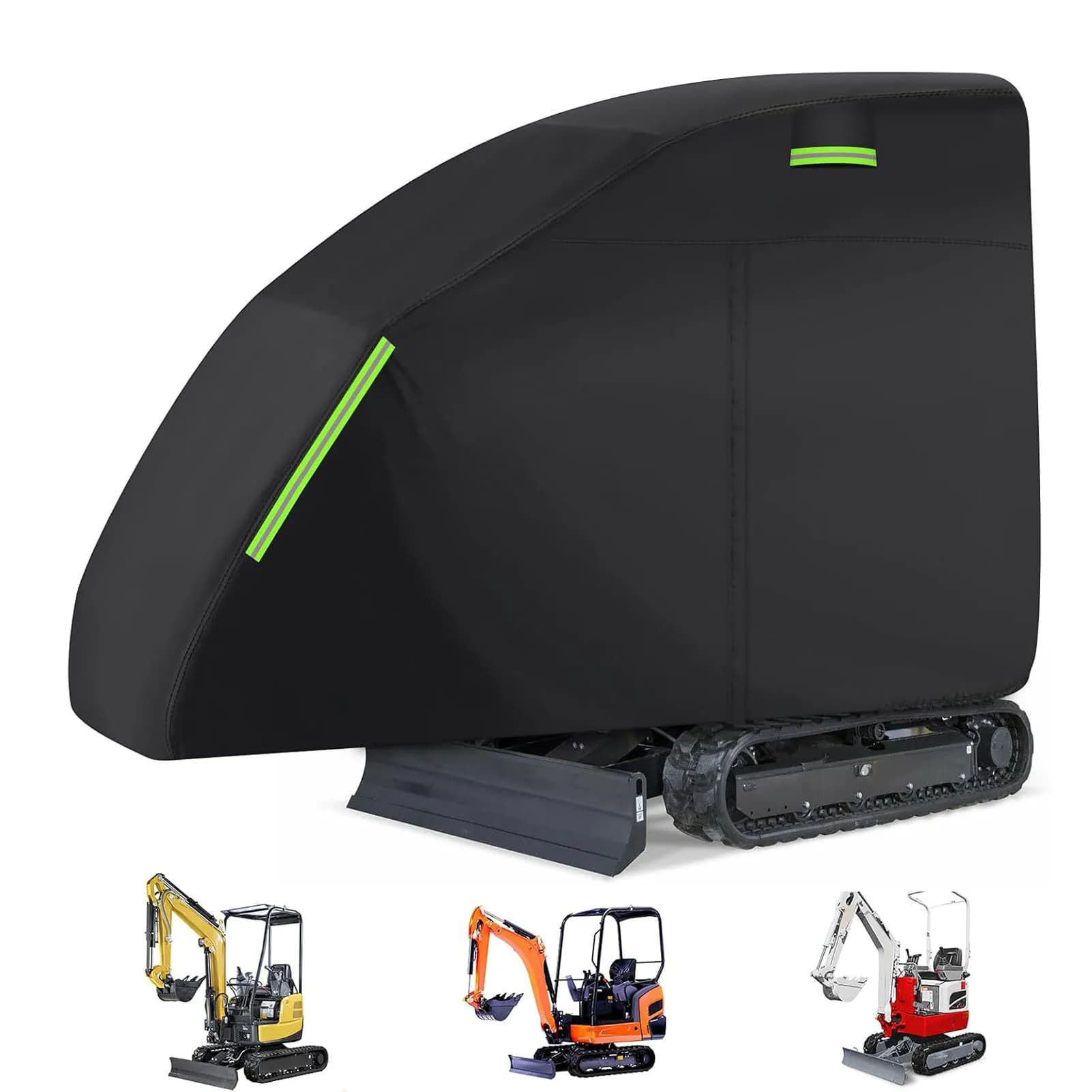 Mini Excavator Cover Fit for Bobcat E20 1760-3530lbs Water Proof 210D Oxford Fabric Zippered Exterior Accessories Black