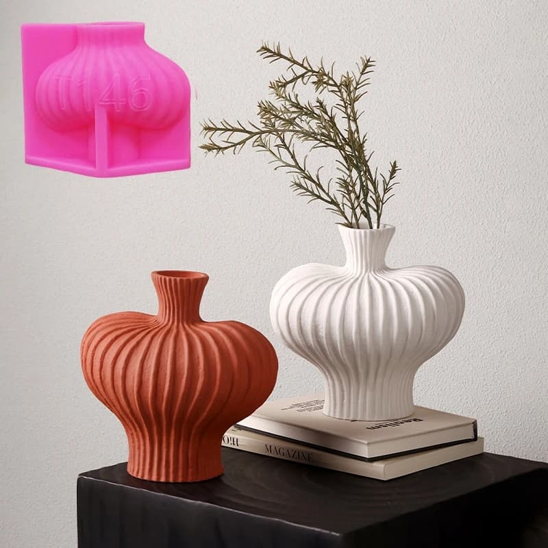 DIY Irregular geometric shape vase epoxy resin silicone mold striped bottle vase concrete gypsum silicone molds home decor