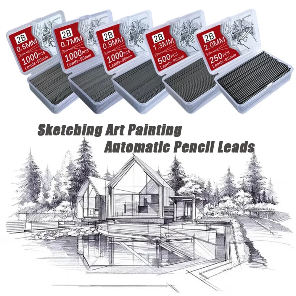 Replaceable Mechanical Pencil Lead Core 0.5 0.7 0.9 1.3 2.0mm Large Capacity Pencil Refills Student Affordable Gift Box