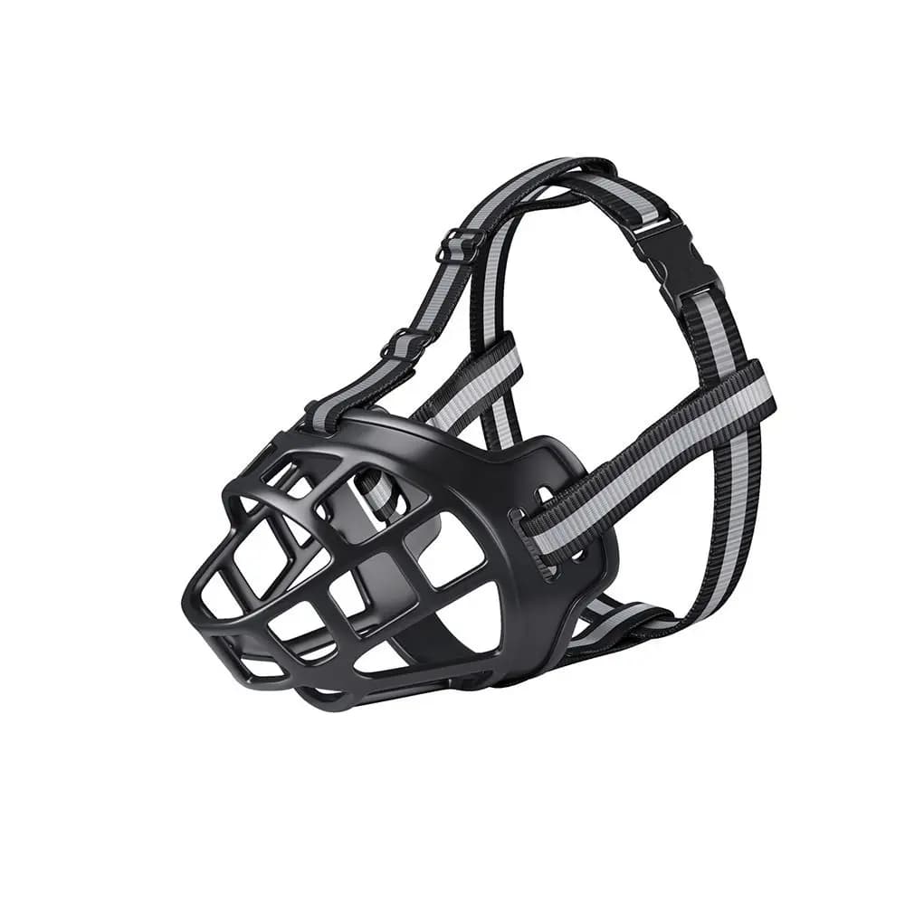 Durable Anti-Biting Adjustable Dog Muzzle Can Drink Water With Reflective Strip Dog Mouth Cover Breathable Plastic