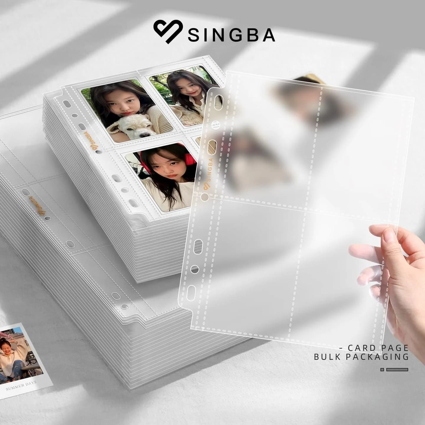 SINGBA Matte Ultra-Clear Card Binder Refills 4/9 Pocket 10/20/50PCS for 3"/3.5" Photocard Pokemon Yu-Gi-Oh Card Album