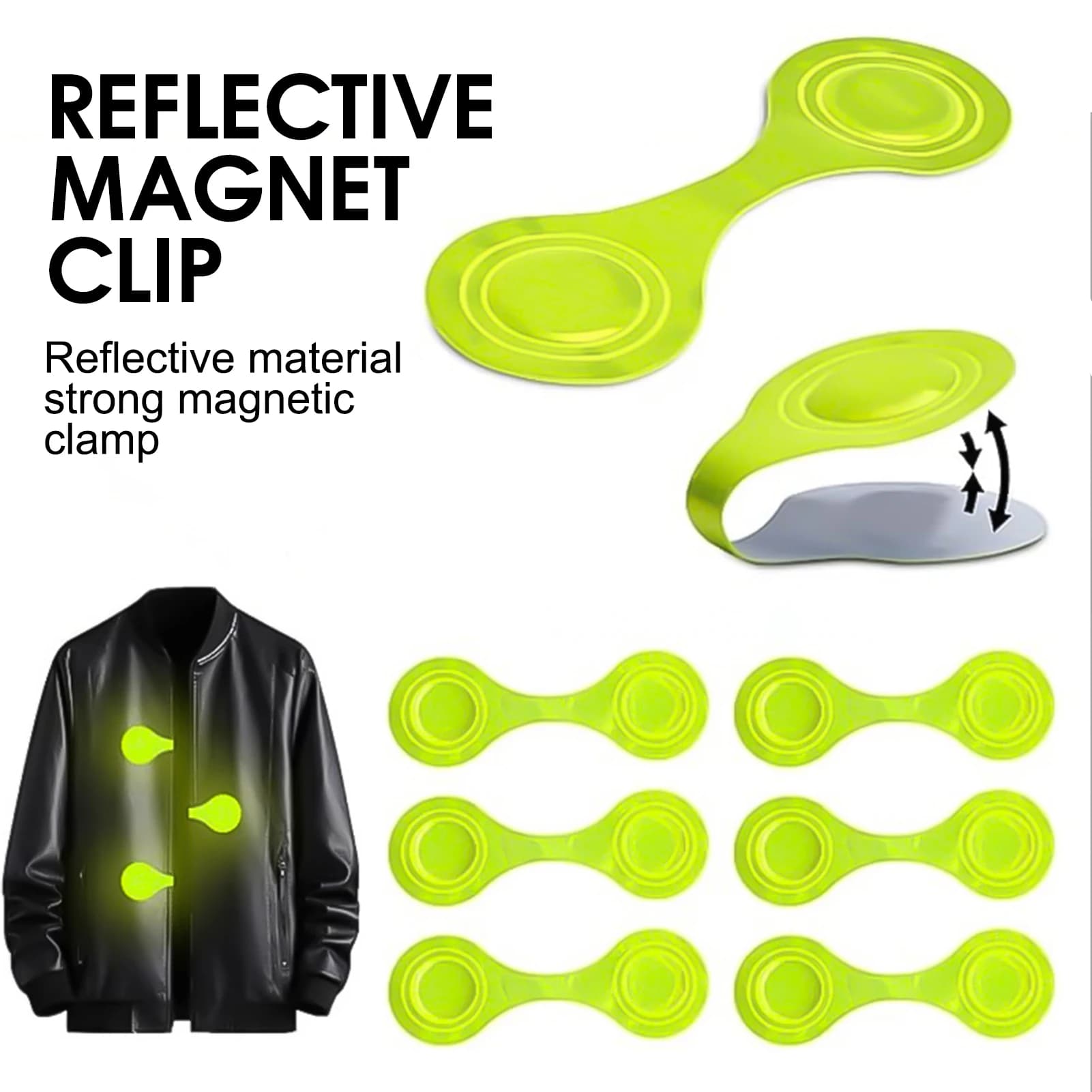 6Pcs Reflective Magnetic Clips for Backpacks, Reflector Bag Clips for Adults Night Walking Bike Cycling Safety Accessories