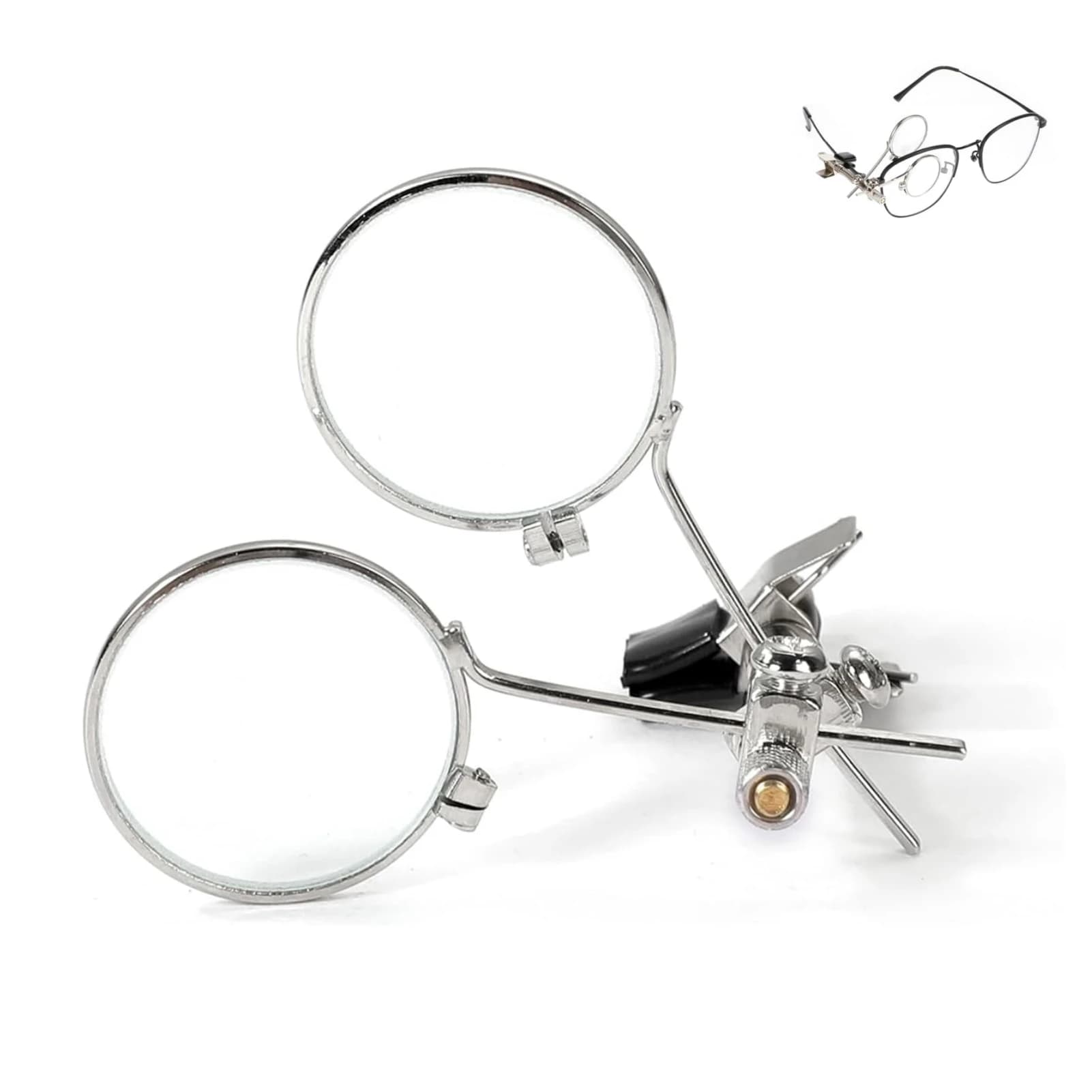 Jeweller's Eye Loupe on Glass, 10X Double Loupe Lens Clip on Retro Magnifier Jewellery Making Repair Tool