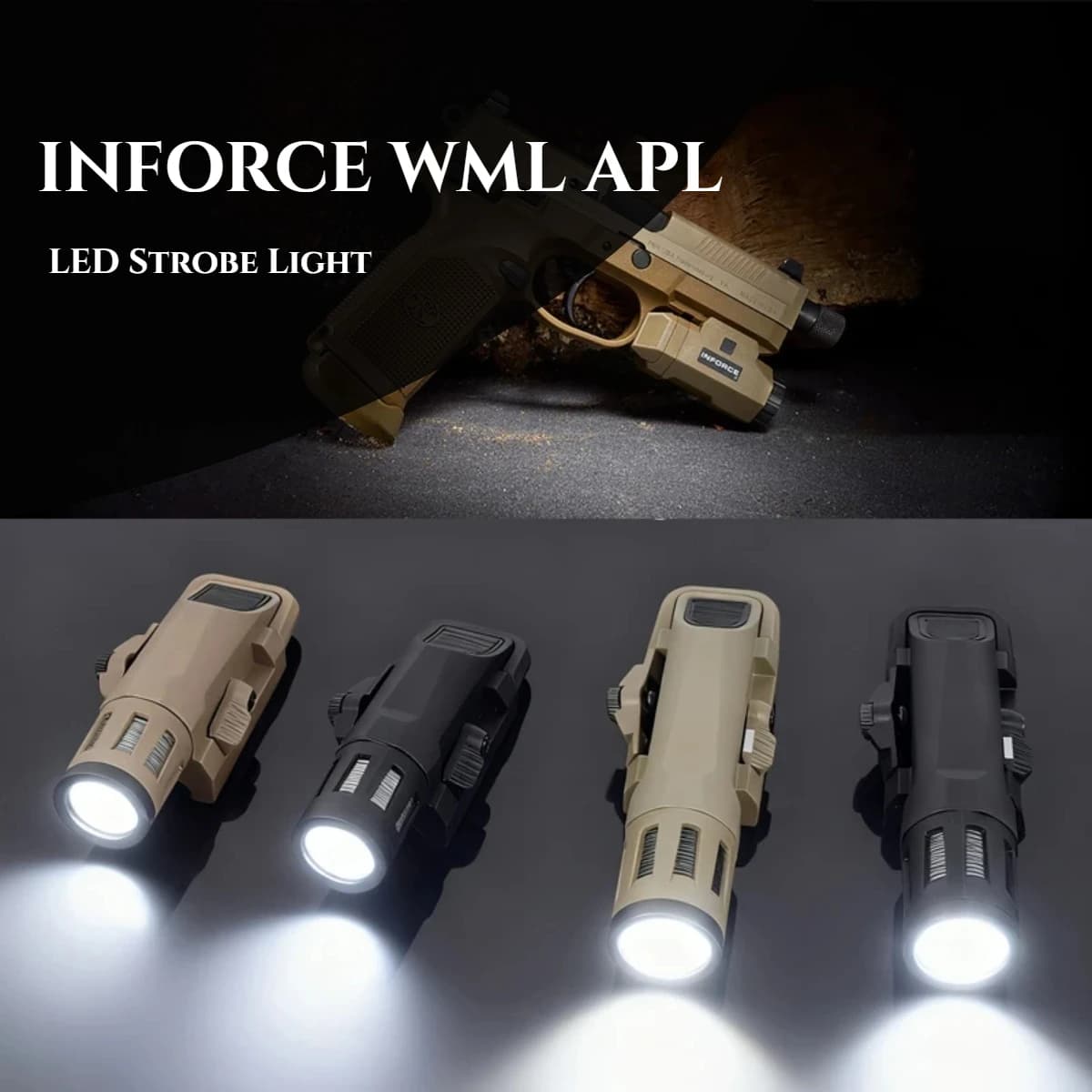 Tactical INFORCE WML APL LED Strobe Light Long / Short Nylon Fit 20mm Rail Helmet Light For Airsoft Hunting G17 G19 Flashlight