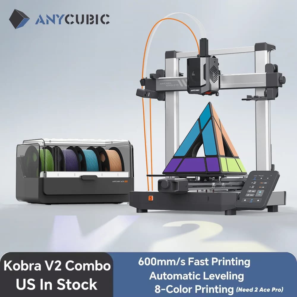 ANYCUBIC Kobra 3 V2 Combo AE Version 600mm/s Fast Printing 3D Printer Up to 8 Colors Filament Auto Drying APP Control 3D Printer