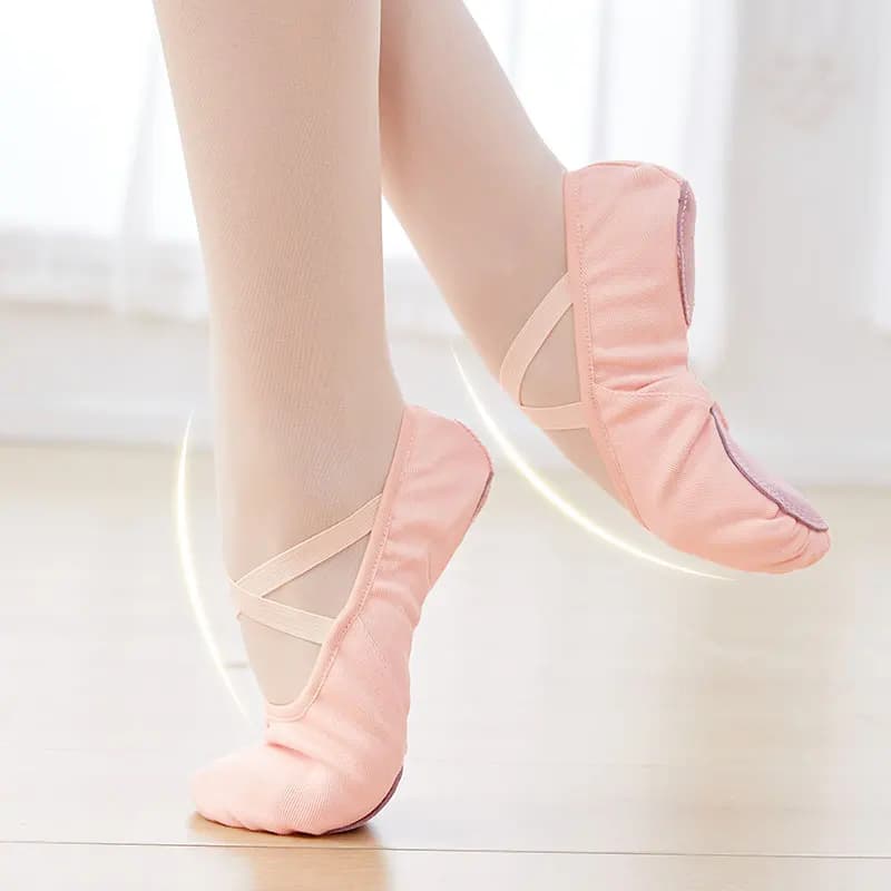 Girls Women Ballet Shoes Stretch Ballet Flats Free-lace Canvas Dance Slippers Elastic Split Soft Sole Ballet Dance Shoe for Kids