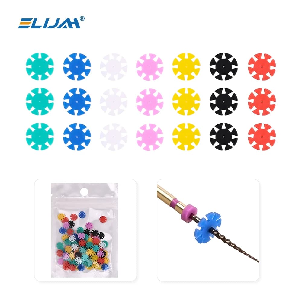 ELIAJH 100 Pcs Root Canal Files Stopper Disinfection Marking Circle Dental Mark Ring Counting Rubber Stopper