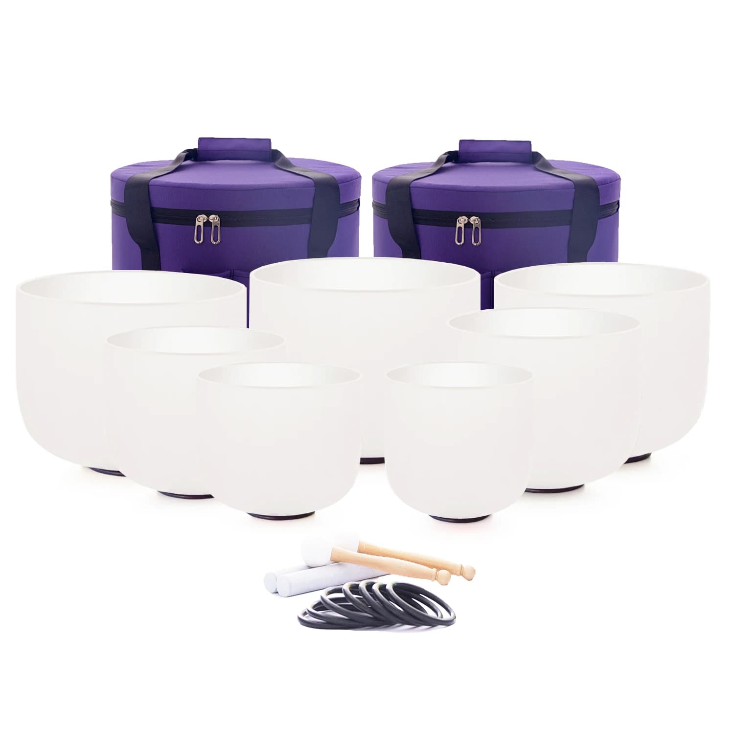 7PCS Crystal Singing Bowl Set of 7 Yoga Sound Bowl Meditation Healing  with Carry Case