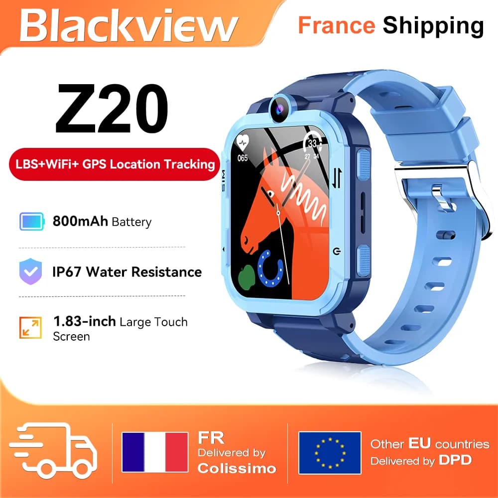 Blackview Z20 Smart Watch for Children 1.83'' GPS WIFI Video Call Monitoring Tracker Location SOS front camera Single Card
