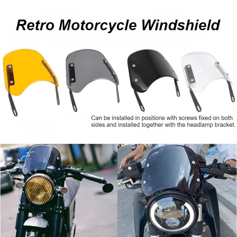1PC Retro Motorcycle Windshield Modification Suitable for HONDA YAMAHA KAWASAKI SUZUKI Universal 5-7 Inch Headlights