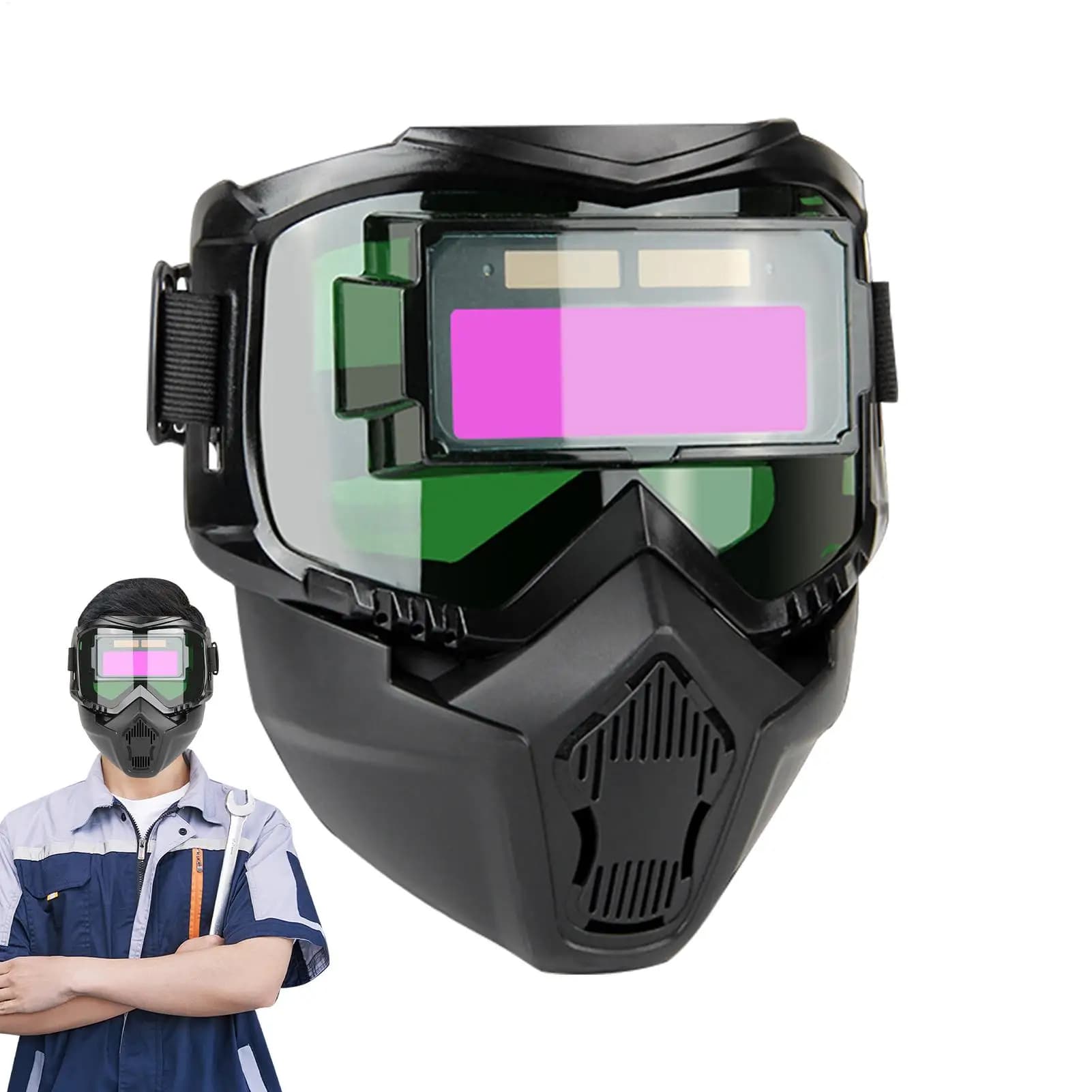 Welding Helmet Auto Darkening Breathable Welding Protector Welder Face Protector Soldering Protective Hood for Polishing
