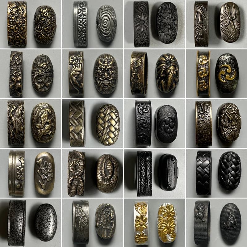 Katana Kashira Fuchi Metal Accessories for Japanese Samurai Sword Tsuka Zinc Alloy Fittings Multiple Design Choice Brand New