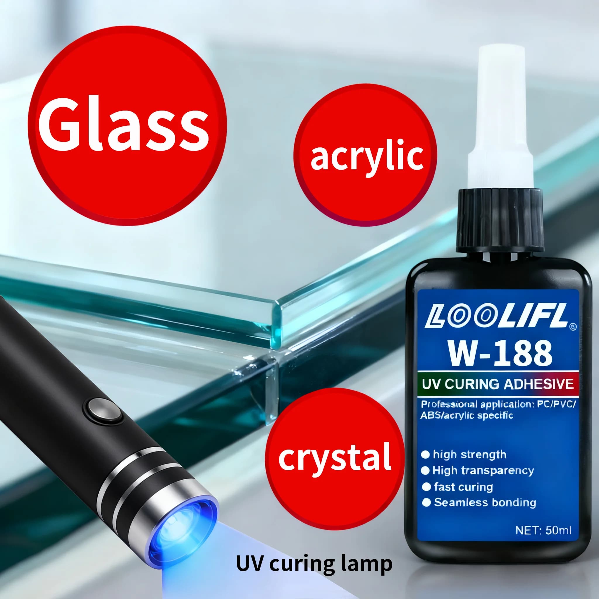 50g UV Resin Kit with Light, 5-Second Fast Curing UV Glue, Resin Transparent Repair, Jewelry, Acrylic, Glass, Craft DIY Bonding