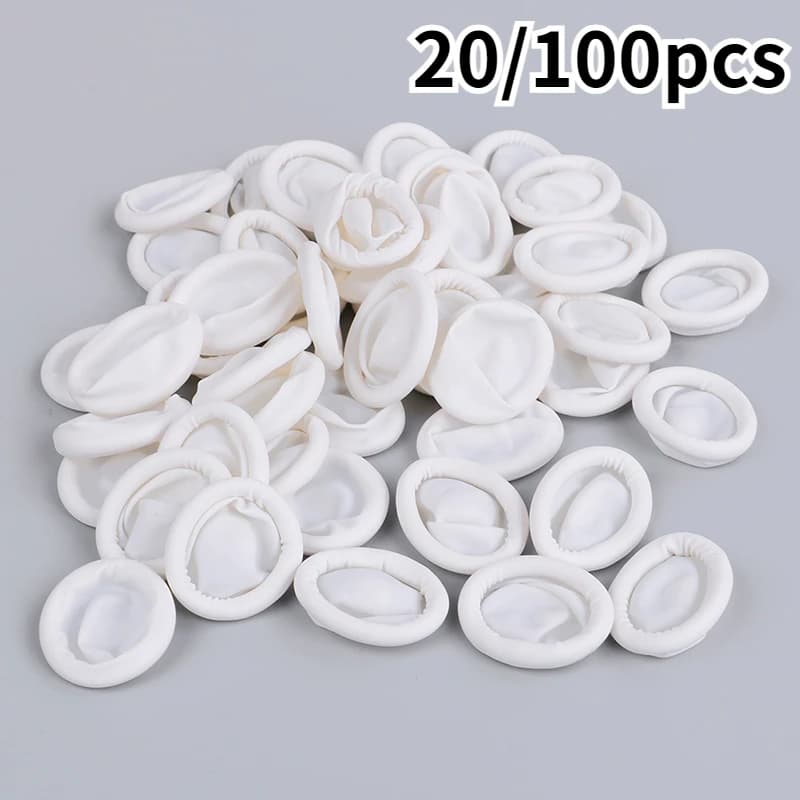 20/100pcs Disposable Anti Static Rubber Latex Finger Cots Eyebrow Extension Gloves Practical Off Tool Accessories