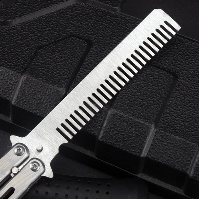 Swing Comb Stainless Steel Folding Butterfly Comb Novice Practice Training Hair Styling Tool