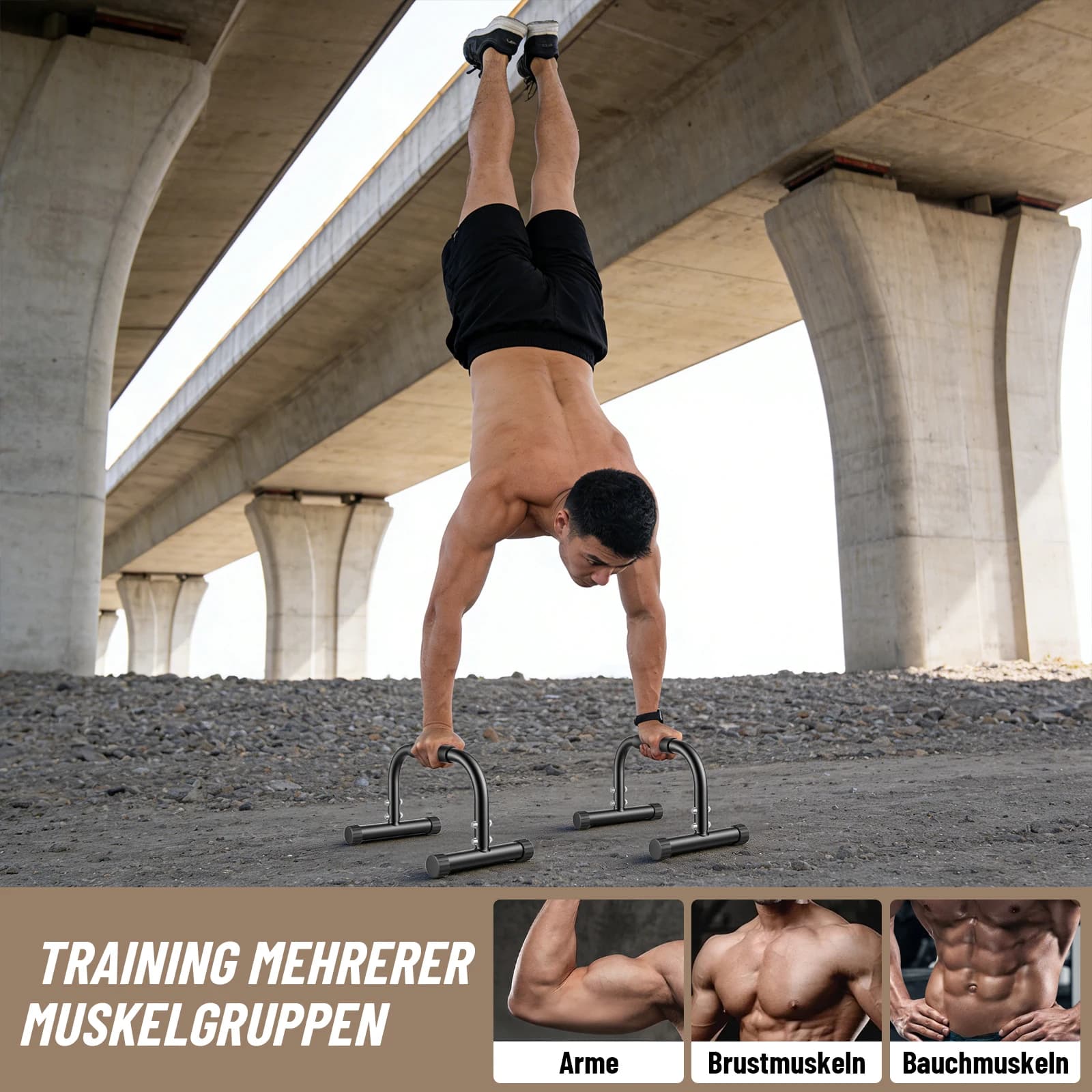 Parallettes Bars, Push up Bars Strength Training for Handstands, Full Plank & Dips, Calisthenic, [16.6X10X10In] Push up Stands