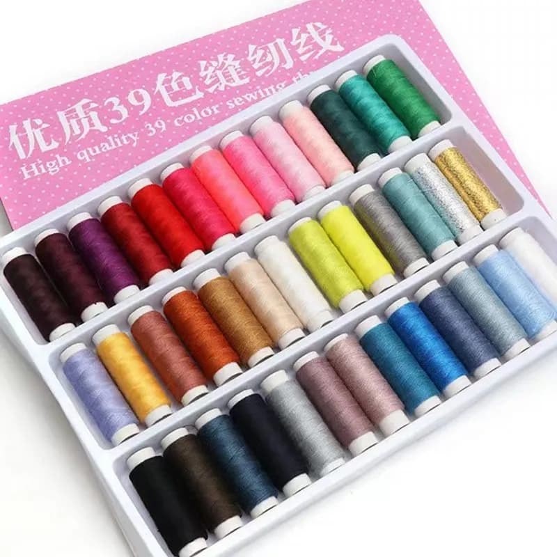 39Pcs Mixed Colors 100% Polyester Yarn Sewing Thread Roll Machine Hand Embroidery 200 Yard Each Spool For Home Sewing Kit