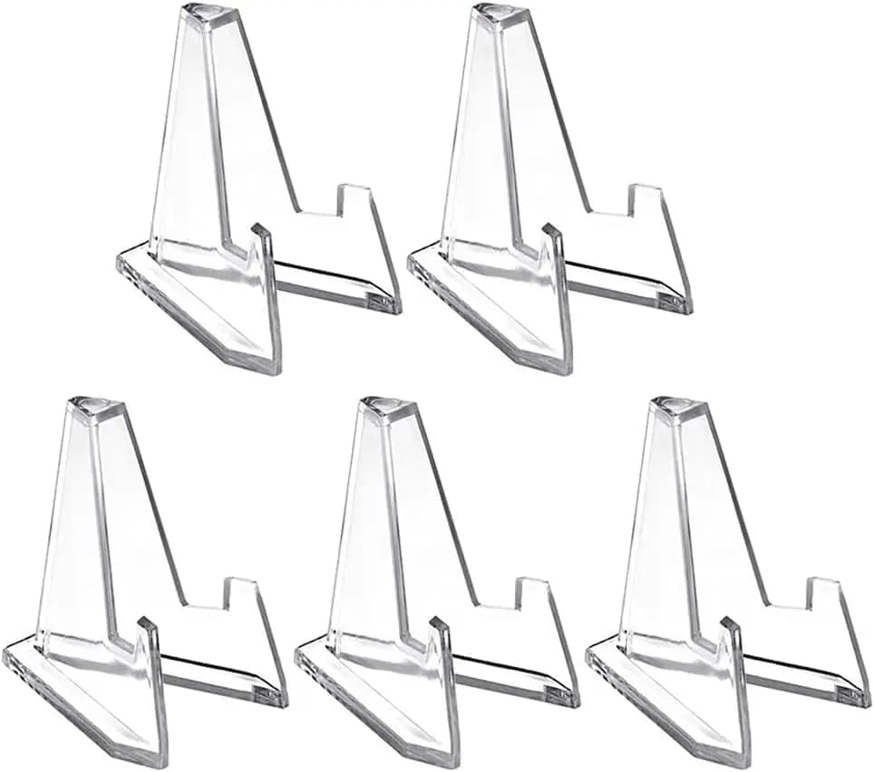 5Pcs Acrylic Mini Coin Display Stand Small Easel Rack Shelf for Pokemon Card Commemorative Challenge Coins Capsule Medal Holder