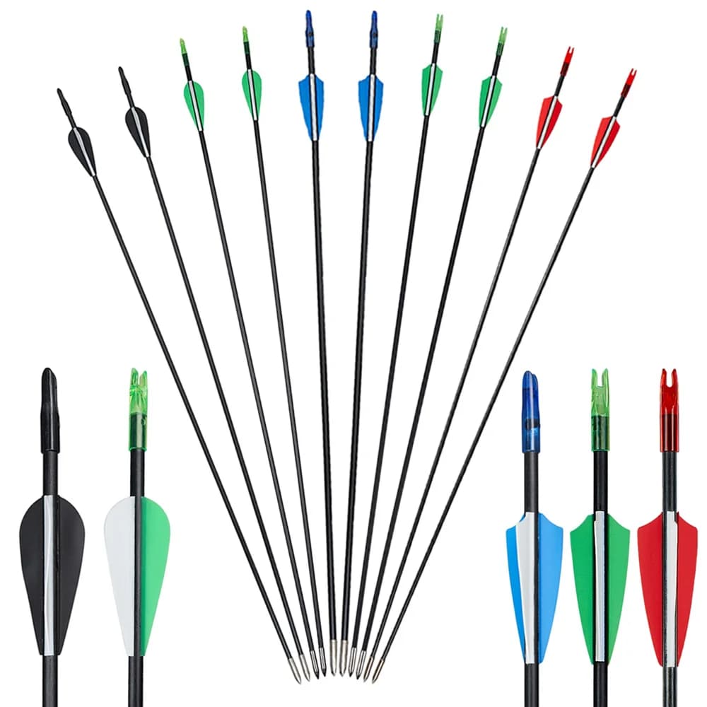 6/12/24pcs 31" Fiberglass Arrows Spine 750 OD 6mm Archery Arrow for Recurve Compound Outdoor Shooting Hunting Practise