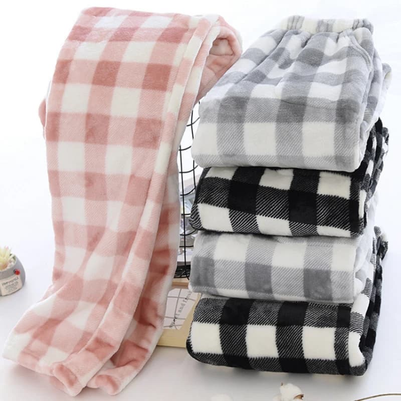 Men Autumn Winter Full Length Pajama Pants Thicken Flannel Sleep Bottom Casual Soft Warm Homewear Plus Velvet Loose Pyjama Pant