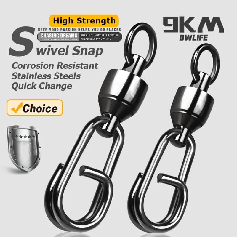 9KM Snap Fishing Swivels 25~100Pcs Split Ring Fishing Ball Bearing Swivel Carp Fishing Lure Connectors Power Clip Snap Saltwater