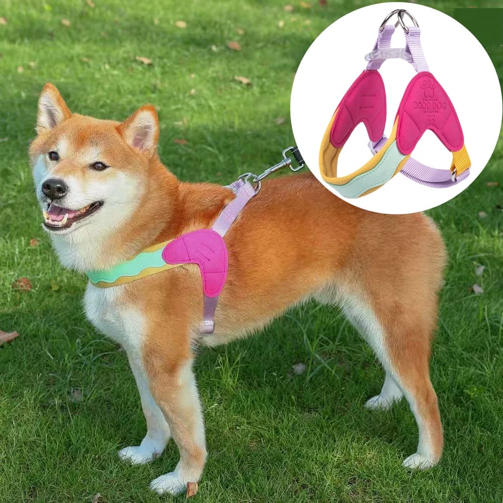 No Pull Y-shaped Dog Harness for Small Dogs Shiba Inu Corgi Puppy Chest Straps Macaron Color Matching Pet Outdoor Products