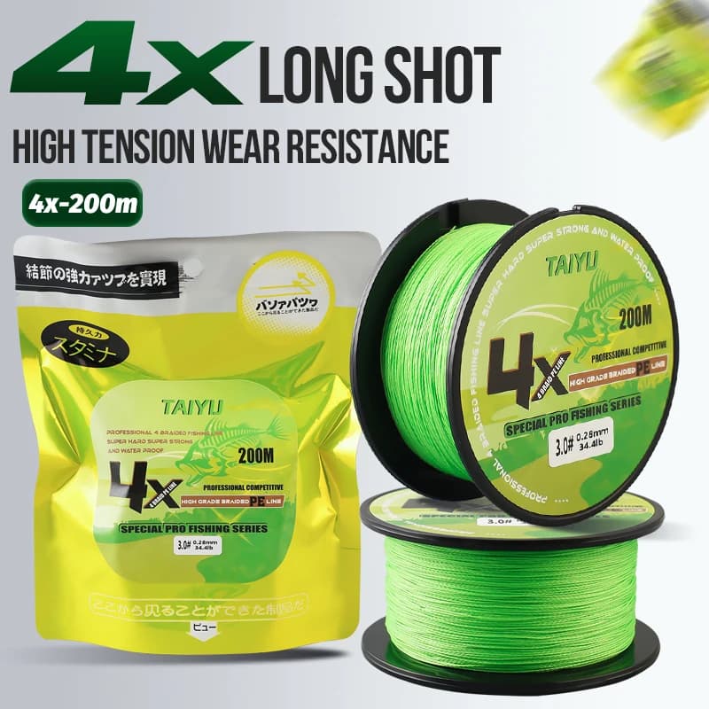 TAIYU 4 Strands 200M PE Braided Fishing Line 19LB-70LB Japan Durable Multifilament Fishing Line Super Smooth Carp Fishing Line