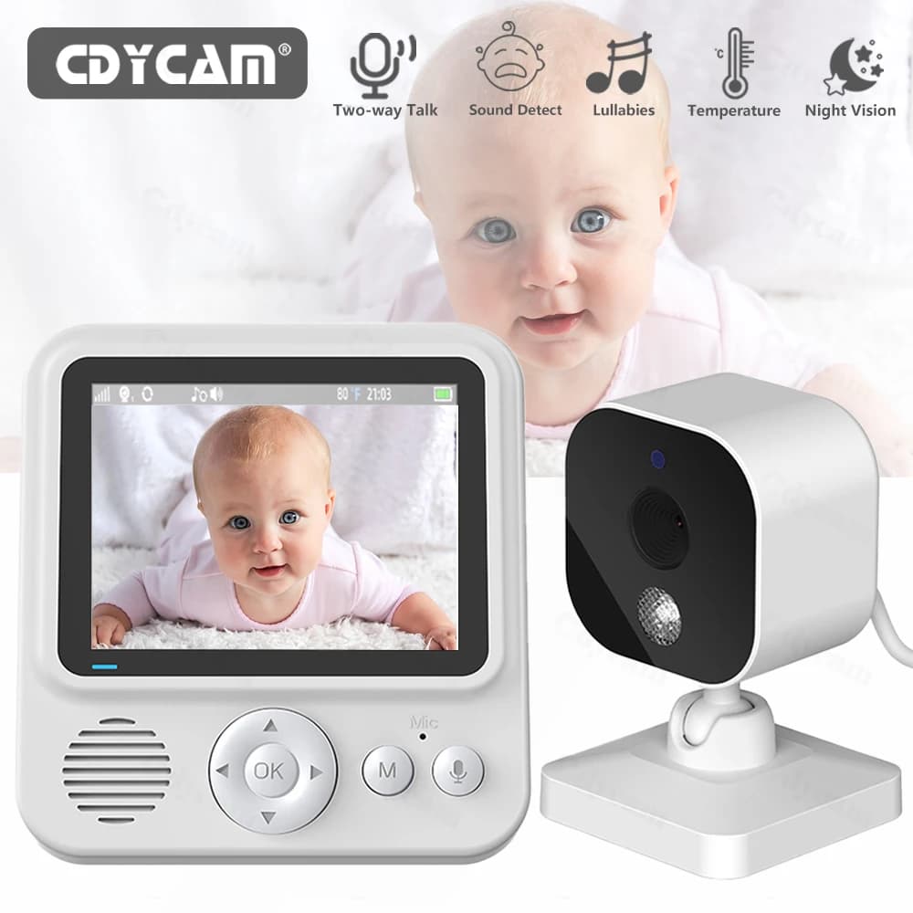 Video Wireless Baby Monitor 2.8 inch Color Security Camera 2 Way Talk Night Vision IR LED Temperature Monitoring with 8 Lullaby