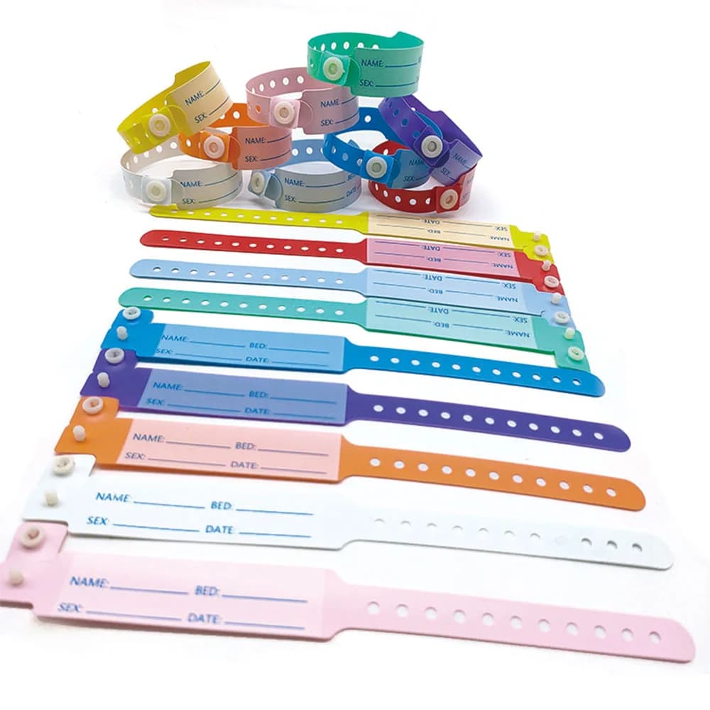 100pcs Waterproof Soft PVC Medical Wristbands Writable Patient Identification Bracelets  Vinyl Band for Healthcare