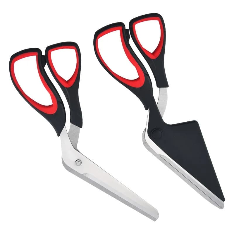 Multifunctional Pizza Scissors Stainless Steel  Blade Detachable Cutting Tools Ergonomic Grip Black&Red for Restaurant Kitchen