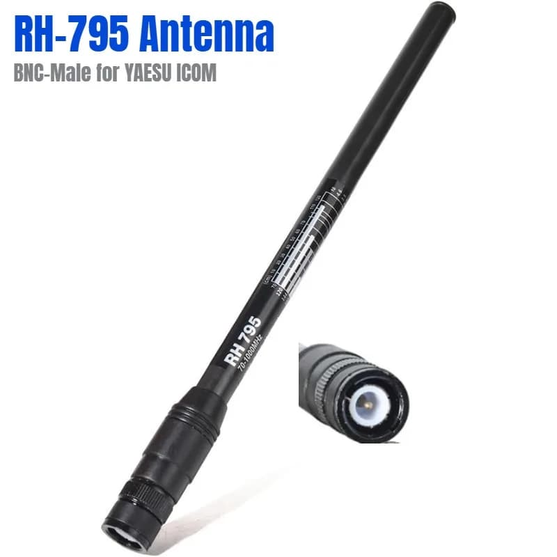 RH-795Antenna 70-1000MHz Wide Band Telescopic Antenna BNC-Male Mobile Radio Antenna for YAESU ICOM Kenwood TYT Handheld Radio