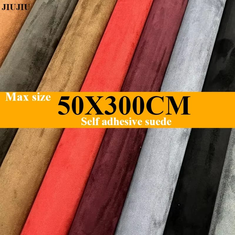 Max 50x300cm Self-adhesive Leather Suede Fabric Velvet Cloth Door Panel AB Pillar DIY Leather Process for Car  Renovation