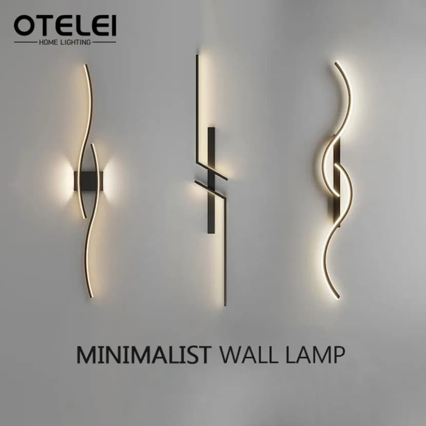Long Strip LED Wall Lamp Modern Remote Control Dimming Living Roomdecor Wall Lamp Background Bedroom Bedside Home LED Lighting