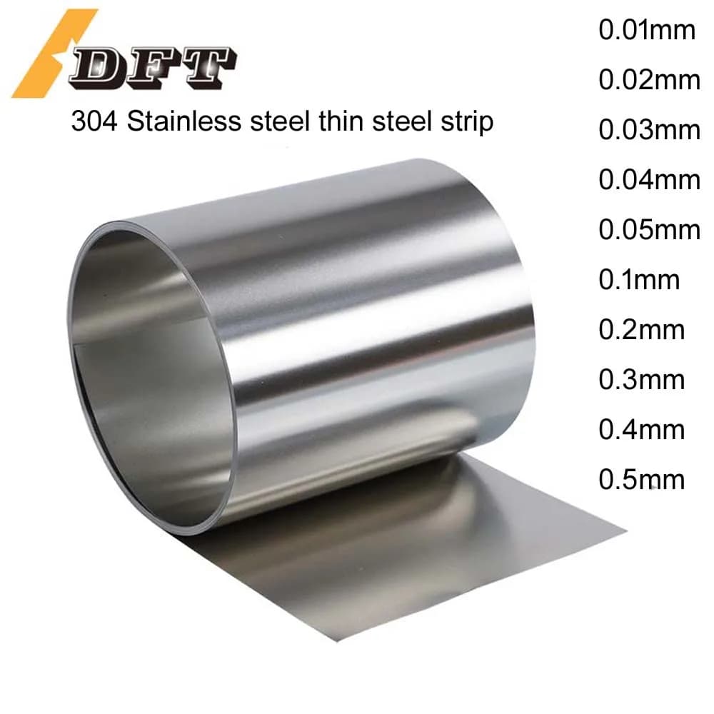 1 Meters 304 Stainless Steel Strip Sheet Steel Coil Steel Strip 0.01 0.02 0.05 0.1 0.2 0.3 0.4 0.5 mm Thickness