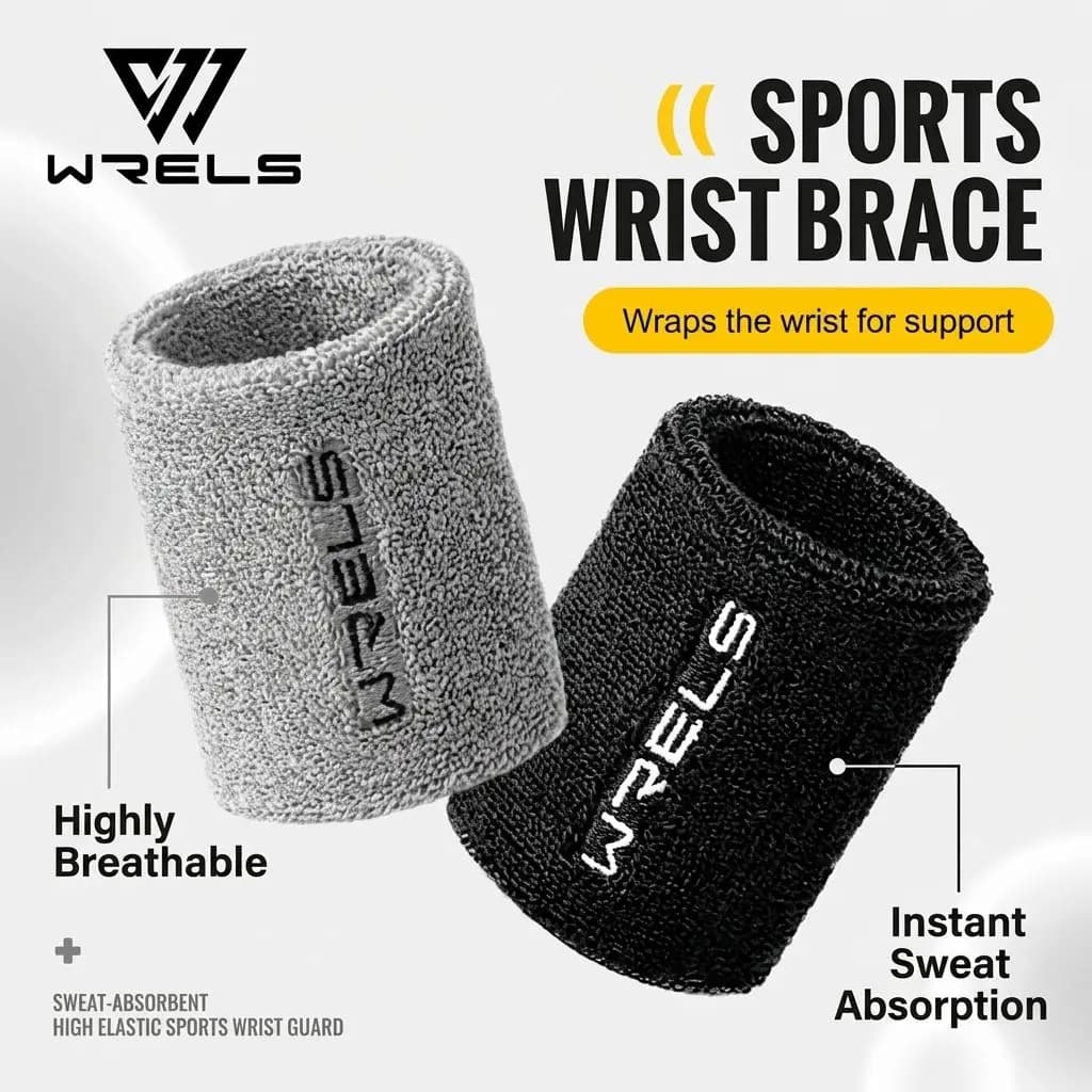 WRELS Wristband Sweatband Absorbent Thick Terry Cloth Gym Fitness Basketball Tennis Yoga Weightlifting Running Sport Wrist Band