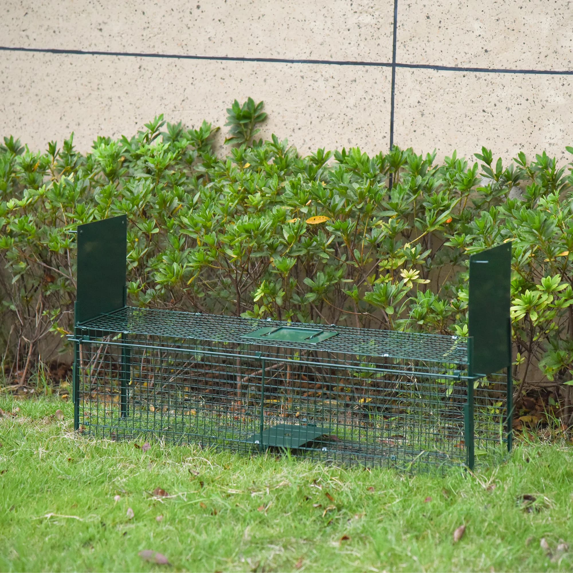 Pawhut Trap to Catch Live Animals with 2 Doors Handle 100X25X28 cm Green